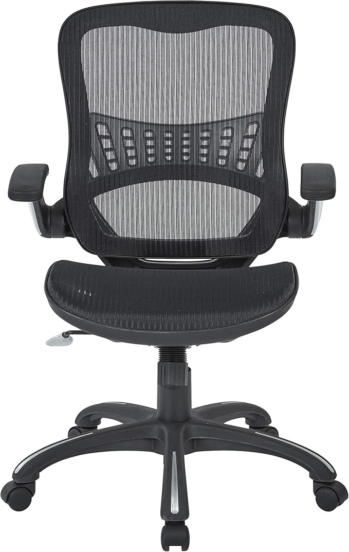 Office Star Riley Ventilated Manager's Office Desk Chair with Breathable Mesh Seat and Back, Black Base with Black