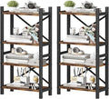 2-Pack Desktop Bookshelf, 4-Tier Stackable Narrow Bookcase, Adjustable Industrial Desk Organizer & Hutch - Rustic Brown Wood Desktop Book Organizer for Living Room, Bedroom & Home Office
