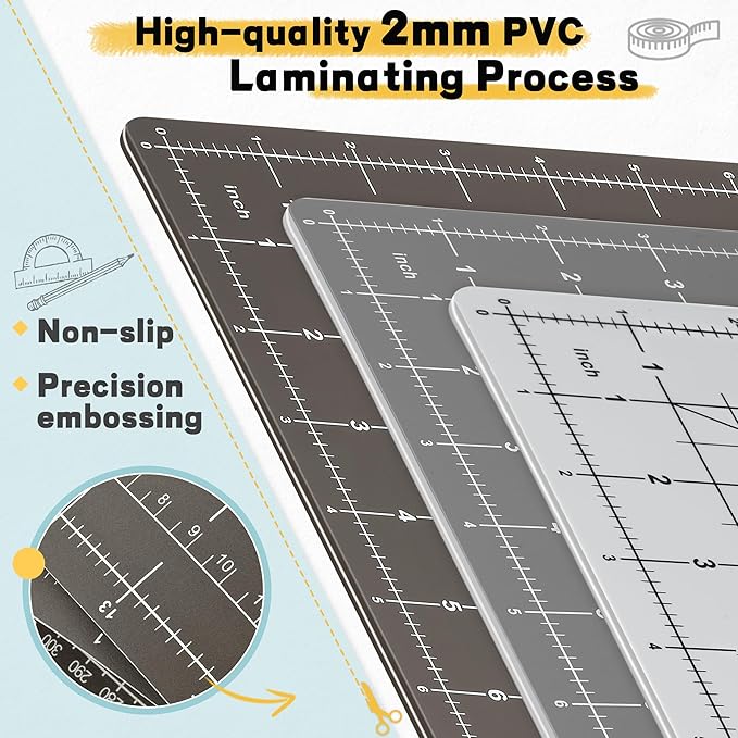 Premium Self Healing Cutting Mat 18'' x 12'', A3 Non-slip Sewing Mat for Quilting, 5-Ply Rotary Cutting Board Double-Sided for Crafts Cutting Fabric Scrapbooking Modeling Projects, Slate Gray