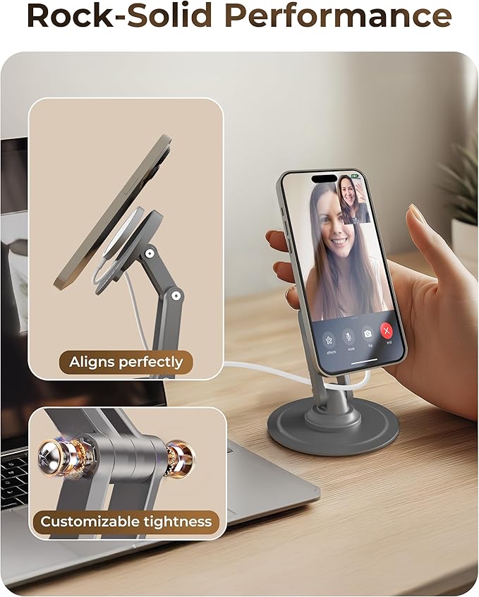 COOPER 360 MagBase, Stand for Apple MagSafe Charger (Not Included) MagSafe Charger Stand for iPhone 17 Pro Max, iPhone 16, 15,14,13,12, AirPods Charging, Standby Mode, 360° Rotation (Space Grey)