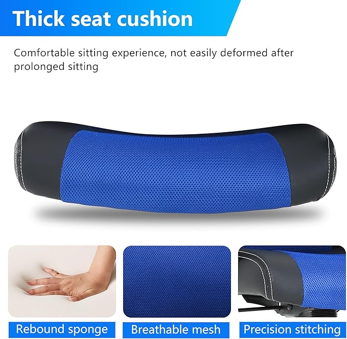 PayLessHere Gaming Office Chair Support Adjustable Ergonomic PU Leather Racing Lumbar Massage Headrest Armrest Task 360° Swivel Computer Chair for Women Men Adults, Blue