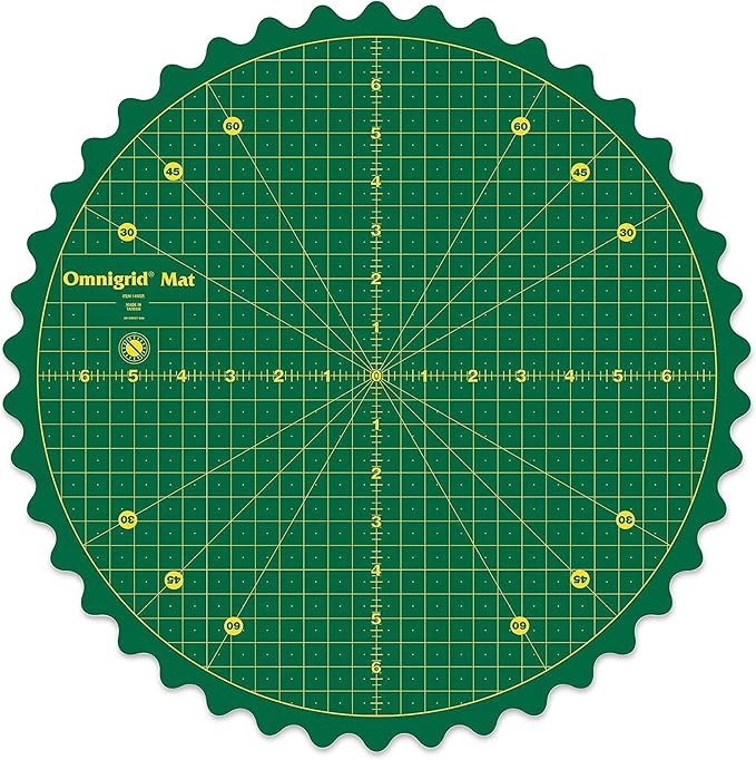 Omnigrid 360 Rotating Self-Healing Cutting Mat, 14 Inch Precision Fabric Cutting Mat with Durable Surface for Quilting, Sewing & Crafts