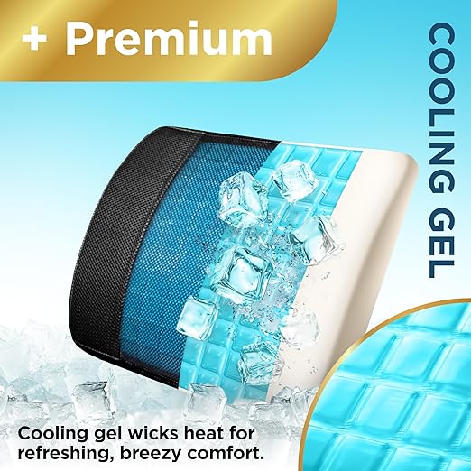 BLACK+DECKER 2-Pack Cooling Gel Memory Foam Seat & Lumbar Cushion Set – Ergonomic Tailbone & Lower Back Support for Office Chairs, Gaming Chairs, Cars & Travel – Washable Covers, Non-Slip, Ventilated