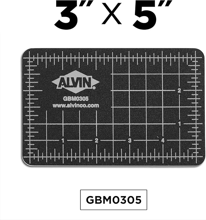 ALVIN GBM Self-Healing Cutting Mat 3.5 x 5 inch | Double-Sided Green/Black | 5-Layer Gridded Surface for Arts, Crafts and Sewing - Model GBM0305