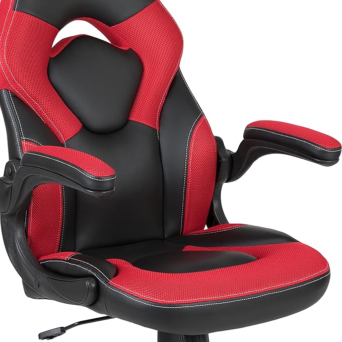 Flash Furniture Red Gaming Desk and Red/Black Racing Chair Set with Cup Holder and Headphone Hook