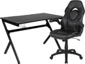 Flash Furniture Optis Black Gaming Desk and Black Racing Chair Set with Cup Holder, Headphone Hook & 2 Wire Management Holes