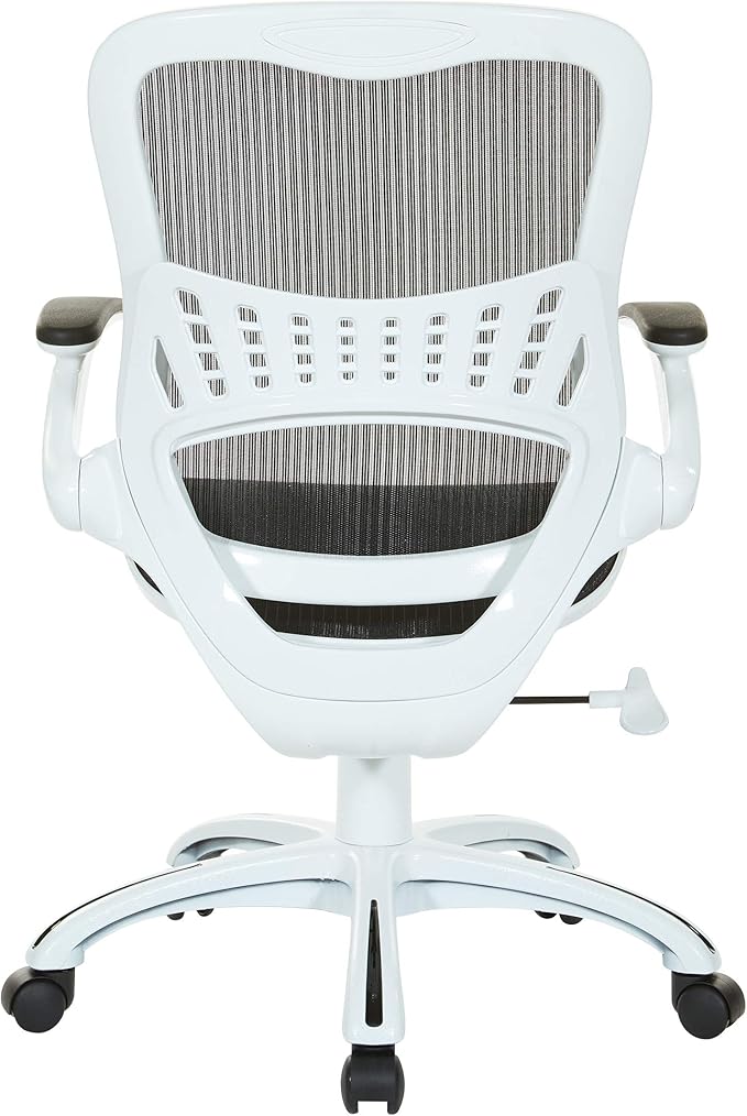OSP Home Furnishings Riley Ventilated Manager's Office Desk Chair with Breathable Mesh Seat and Back, White Base with Black