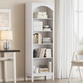 Arched Bookshelf with 5 Tier Open Shelves, 71" Tall Wood Bookcase with Adjustable Shelves, 24" Wide Floor Standing Display Storage Shelf for Home Office, Kitchen, Study and Living Room, Modern White