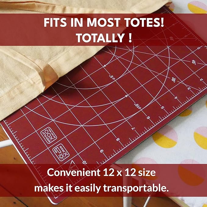 Madam Sew 360 Degree Rotating Self Healing Cutting Mat for Crafts, Sewing, and Quilting – 12x12 cutting matts for sewing Lockable Non-Slip Base and Accurate Grid and Bias Lines for Precise Cuts