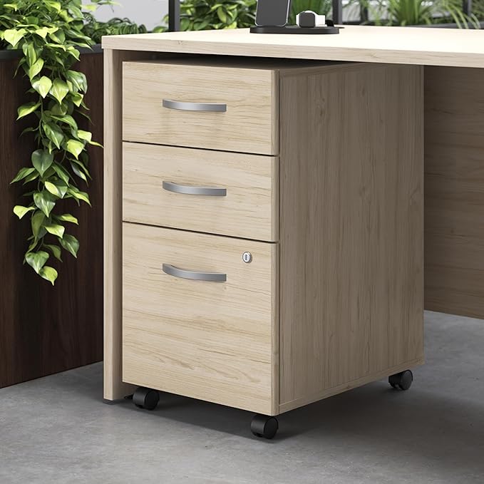 Bush Business Furniture 72W x 30D Office Desk with Mobile File Cabinet, Computer Table and Drawers for Home or Professional Workspace, Studio C Collection, Natural Elm