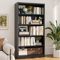 55" Tall Metal Bookshelf, Heavy Duty Black Bookshelf with 4 Adjustable Storage Shelves, Large Deep Bookcases for Office, School, Home, Bedroom, Library