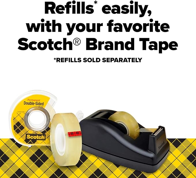 Scotch Double Sided Tape with Deluxe Desktop Tape Dispenser, 1/2 in x 900 in, 1 Dispenser and 6 Refill Rolls/Pack (665-6PKC40) (Pack of 12)