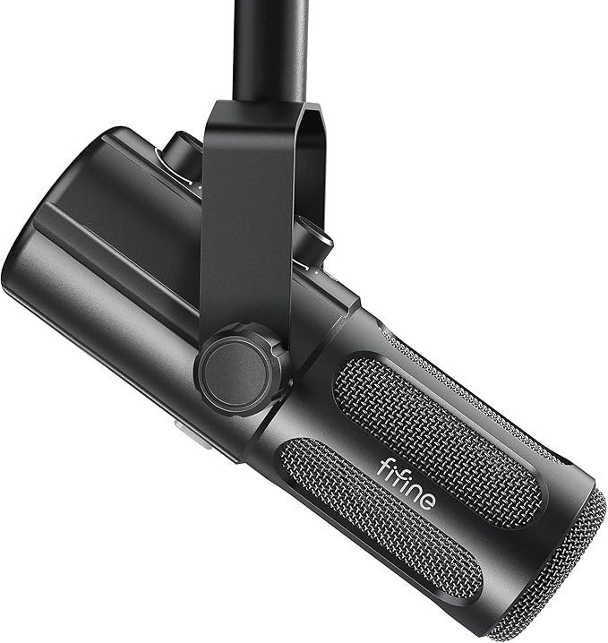FIFINE Podcast Microphone, USB/XLR Vocal Dynamic Microphone for Streaming, Recording, Broadcast, Content Creator, Studio Microphone for PC with Mute Button, Headphone Monitoring-AmpliTank TANK6