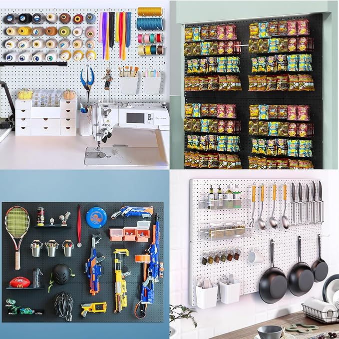 FZK Peg Board, 82PCS Metal Pegboard Wall Organizer Kit. Heavy Duty Pegboard, Peg Boards, Pegboard for Walls, White Pegboard for Garage Craft Room Workbench Office Kitchen Tool Organization, 36 * 24
