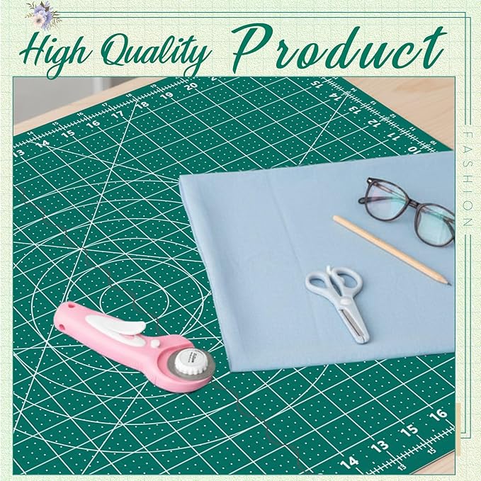 Teenyyou 18" x 24" Self Healing Folding Cutting Mat with Grid for Quilting, Sewing, Craft Hobby Board Sewing Cutting Mat for Quilting, Leather, Fabric, Crafting, Scrapbooking, Art, Clay, Green