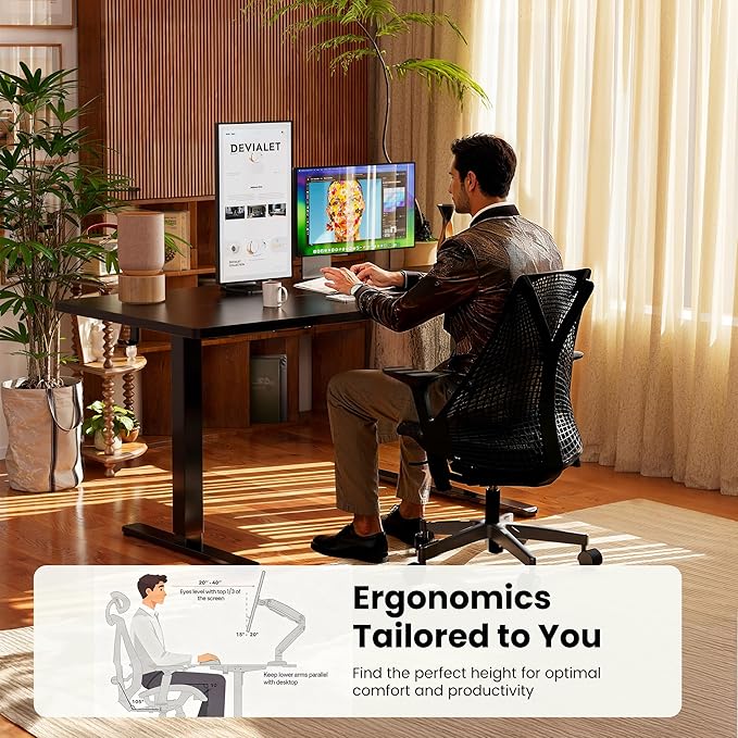 ErGear Height Adjustable Electric Standing Desk, 55 x 28 Inches Sit Stand up Desk, Memory Computer Home Office Desk, Black