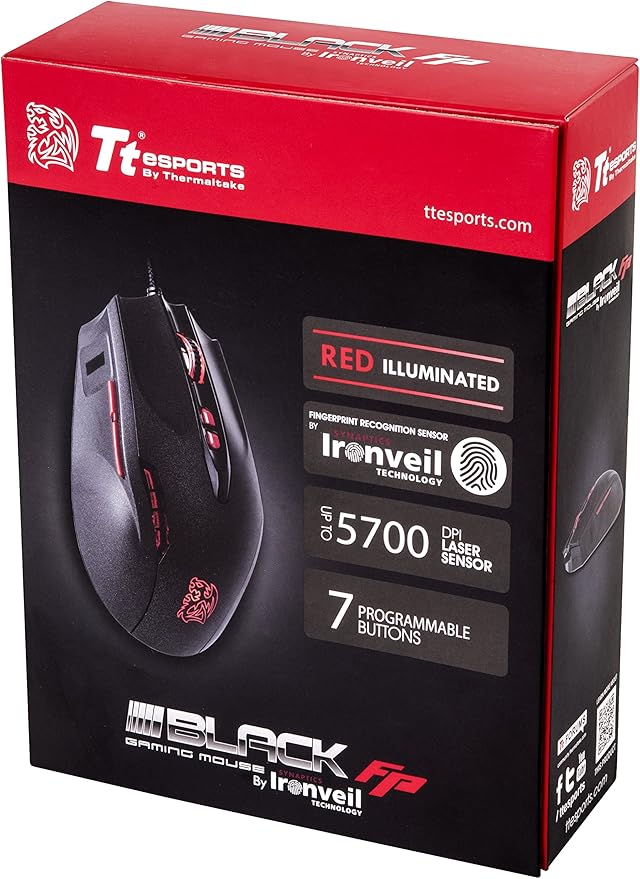 Tt eSPORTS MO-BKV-WDLGBK-01 Black FP Biometric Laser Gaming Mouse