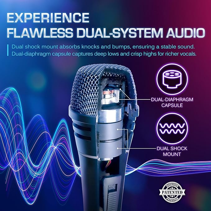 CAROL Sigma-plus1 XLR Wired Vocal Microphone – Dynamic Supercardioid Mic with Dual Shock Mount Tech for Recording & Stage Use, Includes Mic Clip, 14.8ft XLR Cable & On/Off Switch