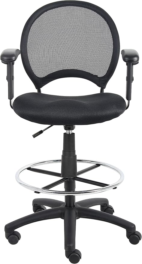 Boss Office Mesh Drafting Stool W/Adjustable Arms (B16216)