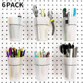 Kuhome 6 Set Pegboard Hooks with Cups, Ring Style Bins with Rings, Pegboard Cup Holder Accessories for Organizing Storage (Transparent)