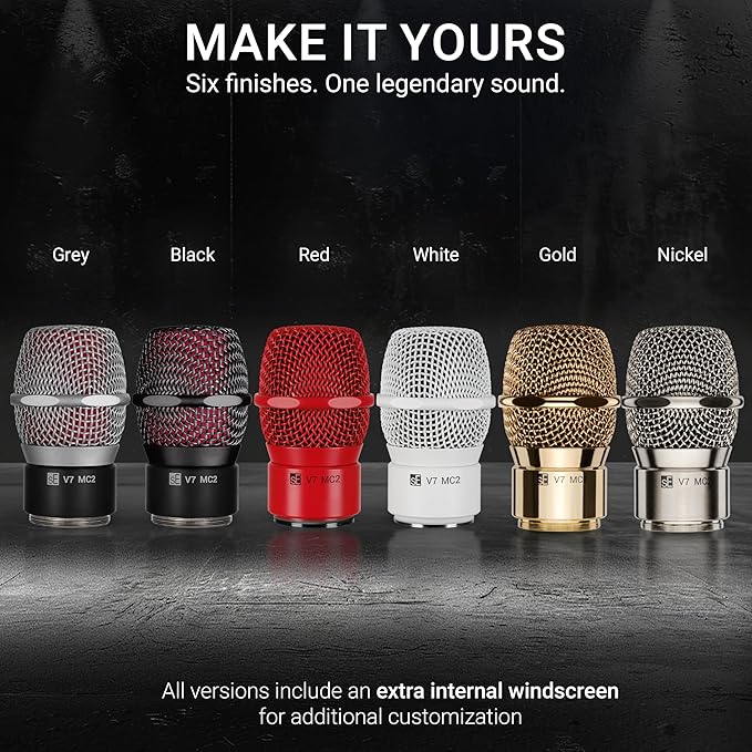 SE ELECTRONICS V7 MC2 Wireless Microphone Capsule - Compatible with Sennheiser Wireless Transmitters - Professional Dynamic Microphone for Singing, Speech & Music Studio Recording (Red w MP03 Pouch)