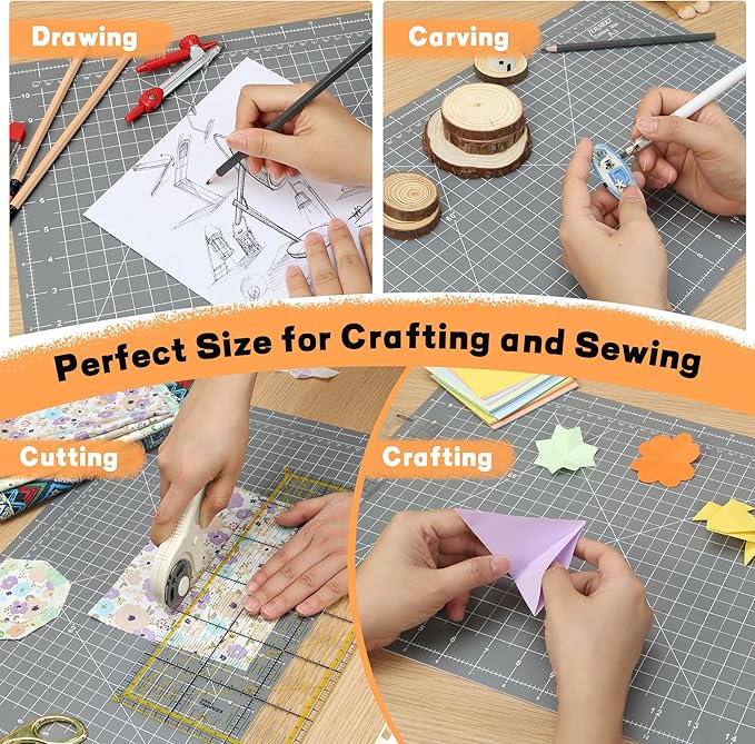 Premium 5 Pcs Self Healing Cutting Mat 18'' x 12'', A3 Non-slip Sewing Mat for Quilting, 5-Ply Rotary Cutting Board Double-Sided for Crafts Cutting Fabric Scrapbooking Modeling Projects