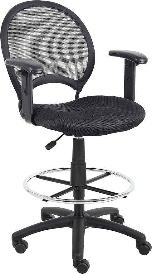 Boss Office Mesh Drafting Stool W/Adjustable Arms (B16216)