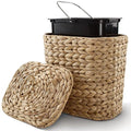Tidita 1.5 Gallons Wicker Waste Basket with Lid - Large Wicker Trash Can for Office - Waste Basket for Bedroom, Bathroom, Kitchen, Living Room - Boho Handwoven Trash Cans for Garbage (1.5 Gallons)