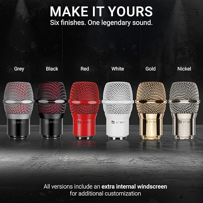 SE ELECTRONICS V7 MC1 Wireless Microphone Capsule - Compatible with Shure Wireless Transmitters - Professional Dynamic Microphone for Singing, Speech & Music Studio Recording (Black)