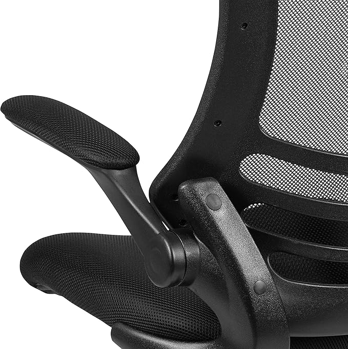 Flash Furniture Set of 8 Mid-Back Swivel Ergonomic Task Office Chairs with Flip-Up Arms, Black Mesh