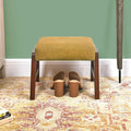 Small Footstool Ottoman, 11.8" H Fabric Wooden Foot Rest Ottoman with Wood Legs, Small Foot Stool Sofa Footrest Extra Seating for Living Room Entryway Office, Turmeric