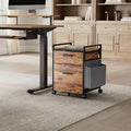 EUREKA ERGONOMIC 2-Drawer Mobile File Cabinet with Wheels, Solid Wood Rolling Storage Cabinet for Home Office, Space-Saving Under Desk Organization with Printer Stand, Rustic Brown