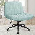 Orange Factory Criss Cross Chair Wheels Wide Cross Legged Office Desk Vanity Dual Base Comfy Fabric Armless Adjustable Swivel for Home Computer Task (Mint Dual Base, Fabric)