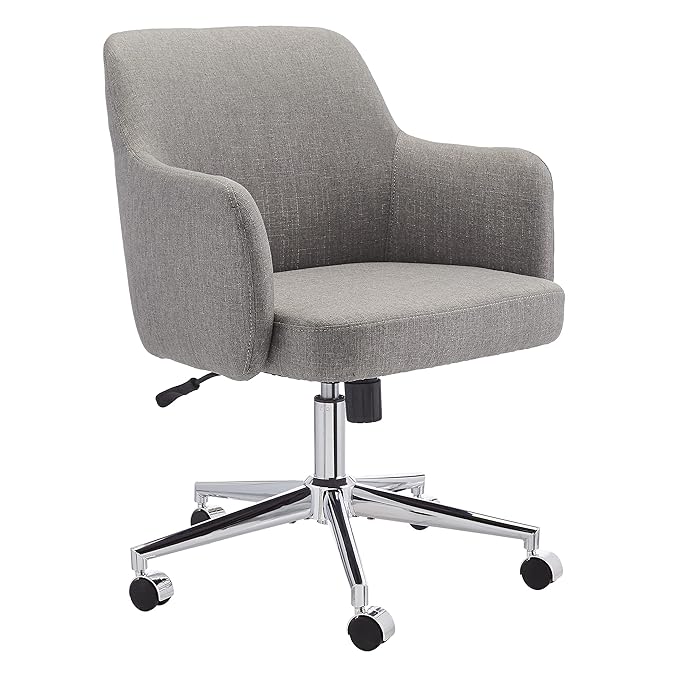 Amazon Basics Modern Home Office Desk Chair with Adjustable Height, 360 Degree Swivel, Smooth-Rolling Wheels, High-Density Foam Cushioning, Light Gray