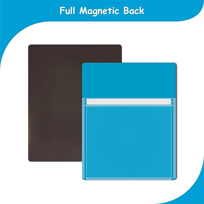 IMAGAME Magnetic Pocket 4 Pack – Self-Adhesive Magnetic Storage Pouch for Documents, Notes & Tools, Strong Magnet Backing for Fridge, Whiteboards, and Metal Surfaces (Assorted Colors 4Pcs)
