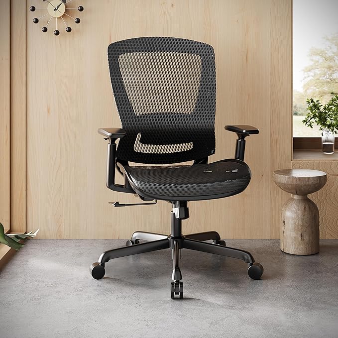 ELABEST Ergonomic Mesh Office Chair Computer Desk Chair, BIFMA 5.1 Certified Commercial Task Chair | Adjustable Lumbar Support & Armrests,Comfort Wide Seat,Swivel Home Office Chair(Black)