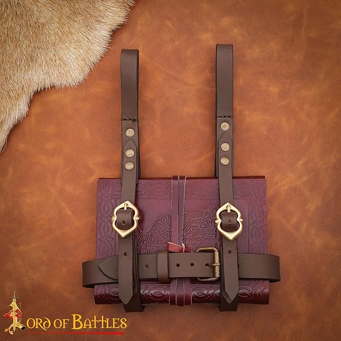 Lord of Battles Adventurer's Book or Diary Holder Handcrafted from Genuine Leather 11 x 8 Inch (Brown)