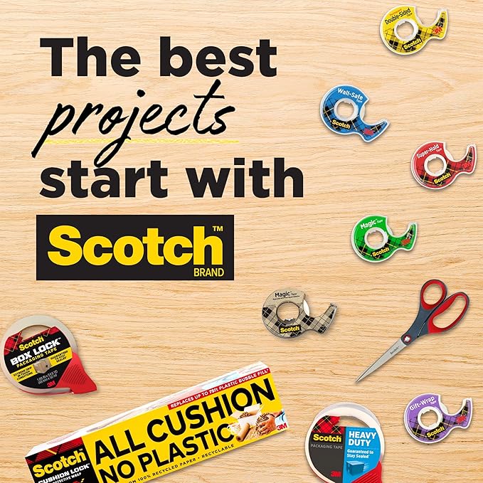 Scotch Double Sided Tape with Deluxe Desktop Tape Dispenser, 1/2 in x 900 in, 1 Dispenser and 6 Refill Rolls/Pack (665-6PKC40) (Pack of 12)