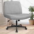 Orange Factory Criss Cross Chair Wheels Wide Cross Legged Office Desk Vanity Chair Comfy Fabric Armless Adjustable Swivel for Home Computer Task (Grey Wheel, Fabric)