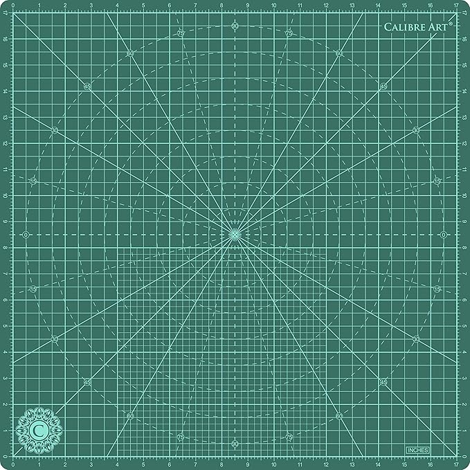 Calibre Art Self Healing Rotating Cutting Mat 18x18 (17" Grid), Perfect for Quilting & Art Projects