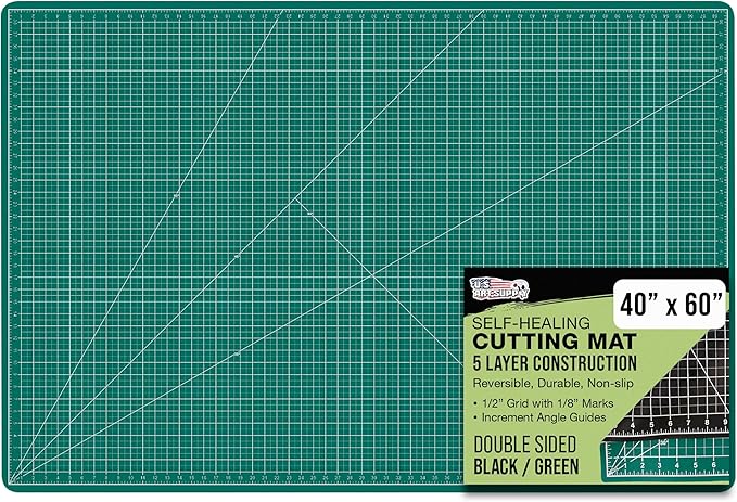U.S. Art Supply 40" x 60" Self-Healing Cutting Mat 5-Ply - Double-Sided Green/Black Craft Mat, Non-Slip Cutting Mats for Crafts, Sewing, Quilting, Scrapbooking