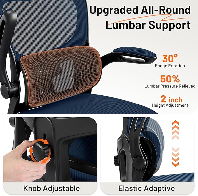 AreShark Drafting Office Chair - Ergonomic Tall Office Chair with Adjustable Footrest Ring - Counter Height Adjustable Rolling Standing Desk Chair with Lumbar Support and Flip-up Armrests for Home