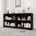 Double Wide Open Shelf Bookcase - 2 Tiers 4 Storage Cube Adjustable Space Book Case, Display Cabinet Organizer with Bookshelf, 64.8 inch Width Indoor Furniture for Home Library Office, Dark Cherry