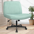 Orange Factory Criss Cross Chair Wheels Wide Cross Legged Office Desk Vanity Chair Comfy Fabric Armless Adjustable Swivel for Home Computer Task (Mint Wheel, Fabric)