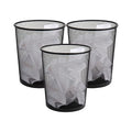 Mind Reader Mesh Trash Can, Set of 3, Waste Paper Basket, Round, Office, Metal Mesh, 11.5" L x 11.5" W x 13.75" H, Black