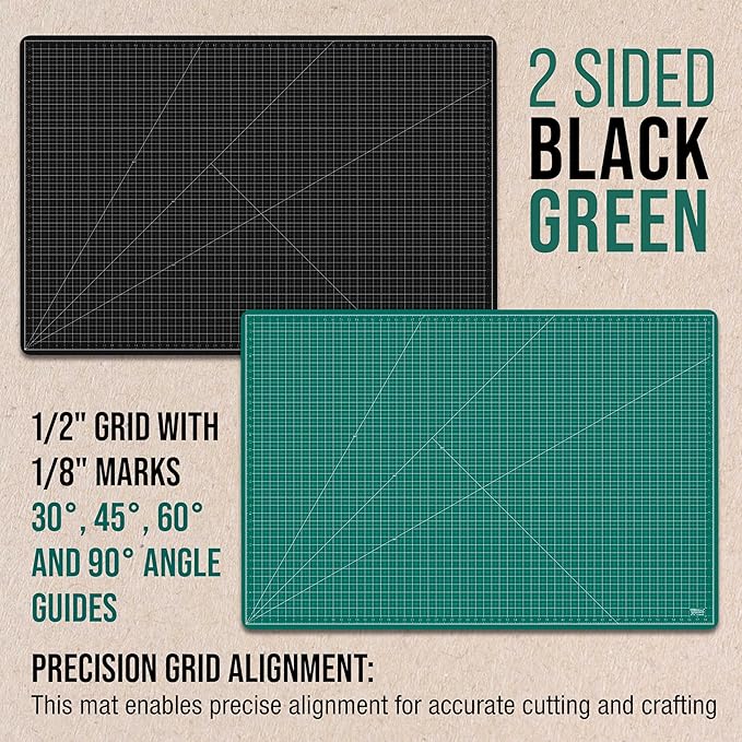 U.S. Art Supply 40" x 60" Self-Healing Cutting Mat 5-Ply - Double-Sided Green/Black Craft Mat, Non-Slip Cutting Mats for Crafts, Sewing, Quilting, Scrapbooking