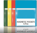 IMAGAME Magnetic Pocket 4 Pack – Self-Adhesive Magnetic Storage Pouch for Documents, Notes & Tools, Strong Magnet Backing for Fridge, Whiteboards, and Metal Surfaces (Assorted Colors 4Pcs)