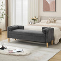 65.35"Wide Upholstered Flip-top Storage Accent Bed Bench, Corduroy Footrest Ottoman with Armrests&Backrest&2 Bolster Pillows Wood Legs for Living Room, End of Bed, Hallway, Entryway Bedroom. Charcoa