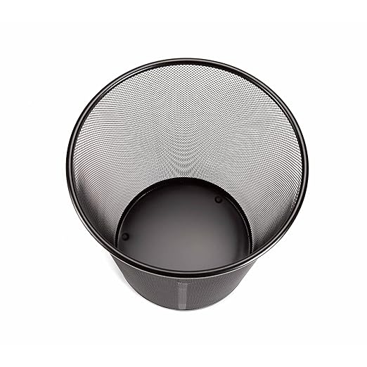 Seville Classics Steel Mesh Round Office Wastebasket – Black (2-Pack, 6 Gal)
