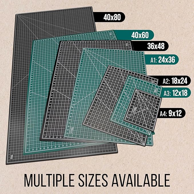 U.S. Art Supply 9" x 12" Self-Healing Cutting Mat 5-Ply (2 Pack) - Double-Sided Green/Black Craft Mat, Non-Slip Cutting Mats for Crafts, Sewing, Quilting, Scrapbooking